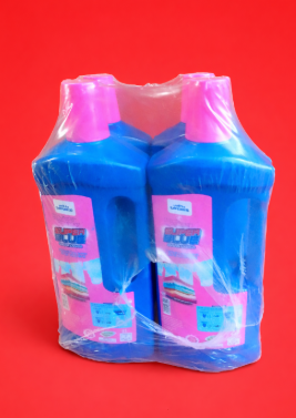 SUPEER BLUE, LESSIVE LIQUID SAVON (LAVAGE DE LA MAIN ET EN MACHINE) 1 LITRE. PAQUET DE 4 BOUTEILLES (4X1L)